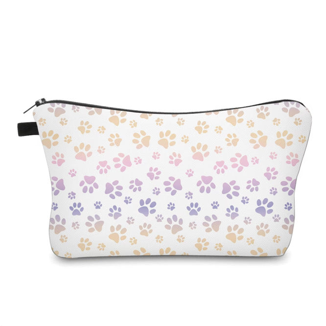 Pouch - Dog Cat Paw Pink Purple on White