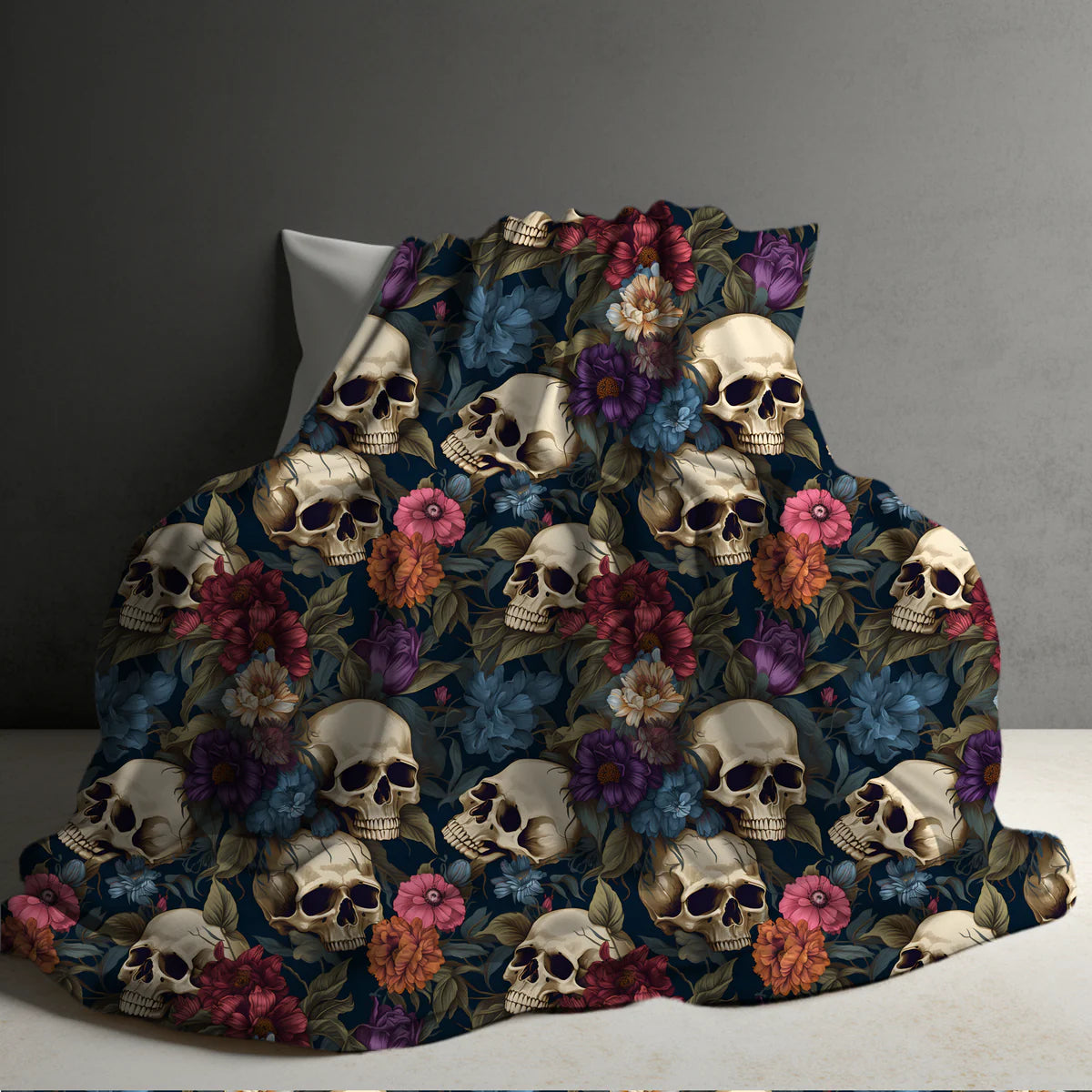 Halloween Blanket #9 - Floral Skull