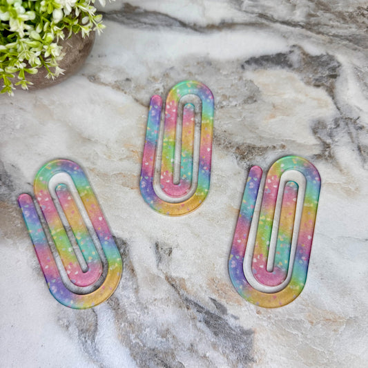 Jumbo Paperclip - Pastel Rainbow Glitter Heart