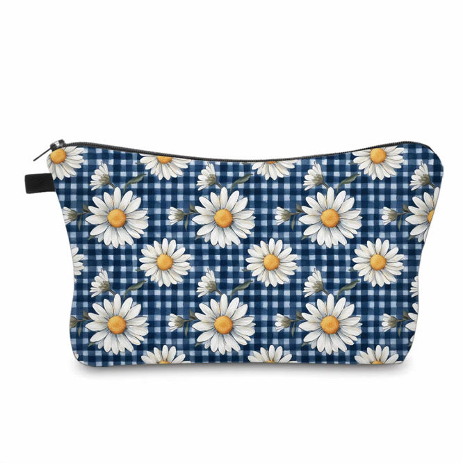 Pouch - Floral Blue Daisy Gingham