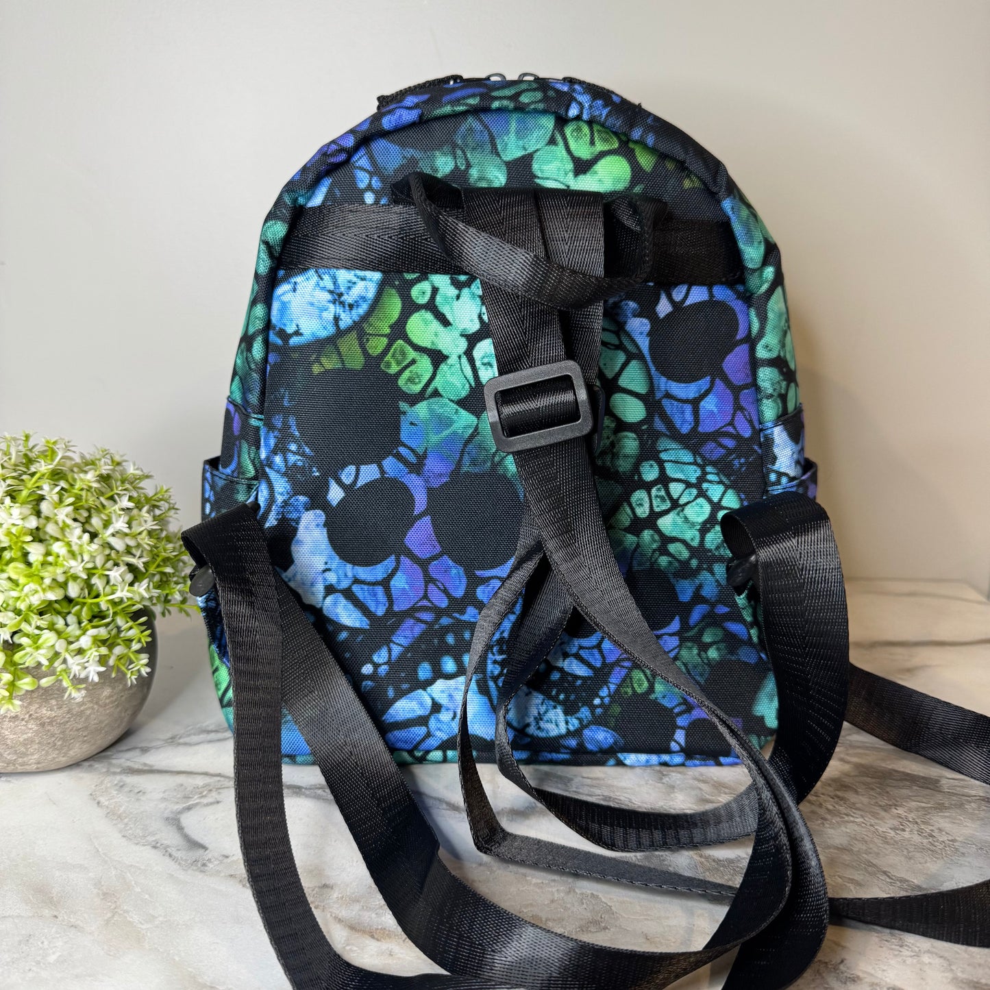 Mini Backpack - Halloween Fall, Blue Green Skull