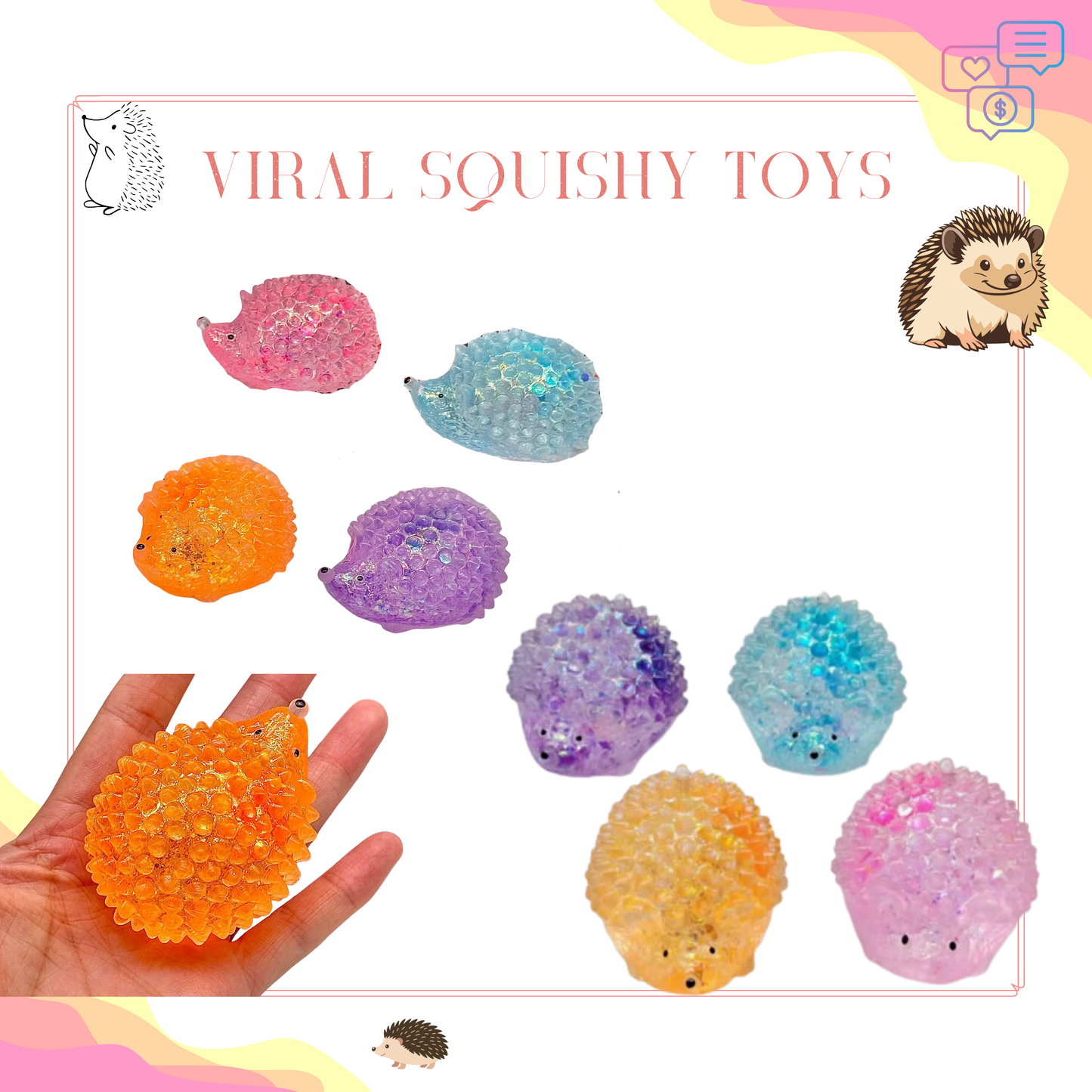 Squishy Toy - Glitter Hedgehog