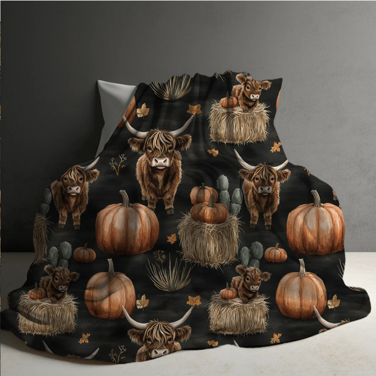 Halloween Blanket #10 - Fall Highland Cow