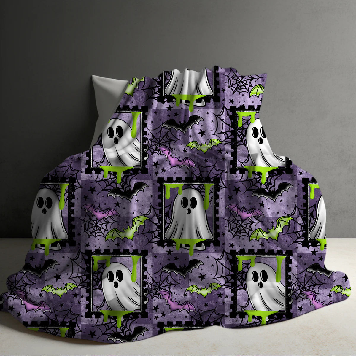Halloween Blanket #22 - Purple Frame Ghosts