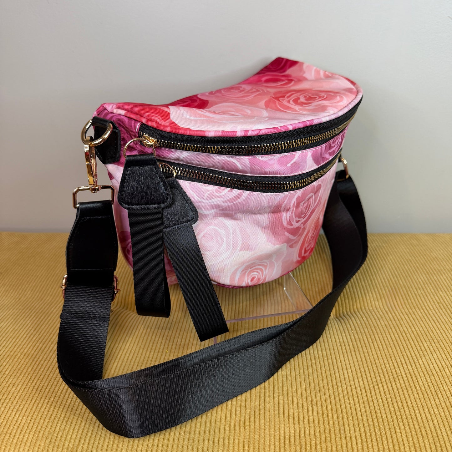 The Roni Nylon Crossbody - Pink Purple Ombré Roses