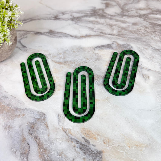 Jumbo Paperclip - Green Squares