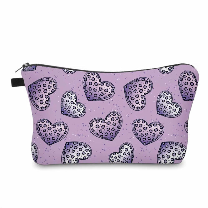Pouch - Animal Print Heart Lavender Purple