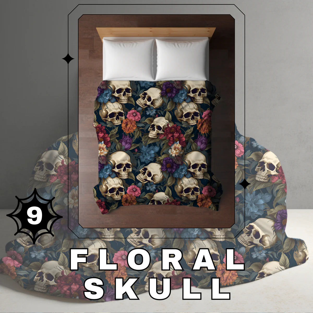 Halloween Blanket #9 - Floral Skull