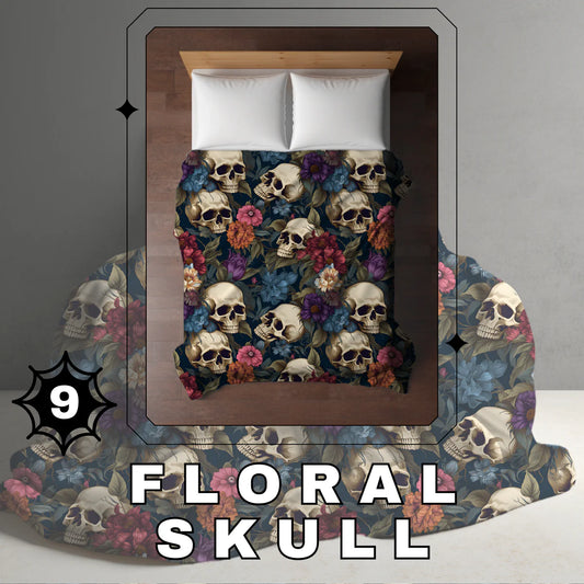 Halloween Blanket #9 - Floral Skull