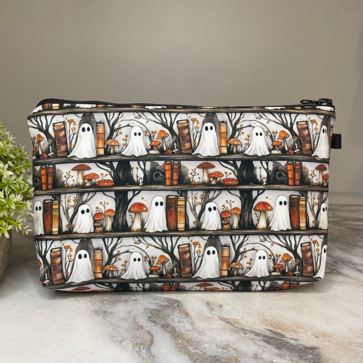 Pouch - Halloween Fall, Ghost Bookshelf