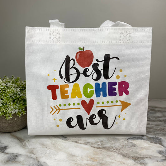 Reusable Tote Bag - Teacher - Best Teacher Ever on White