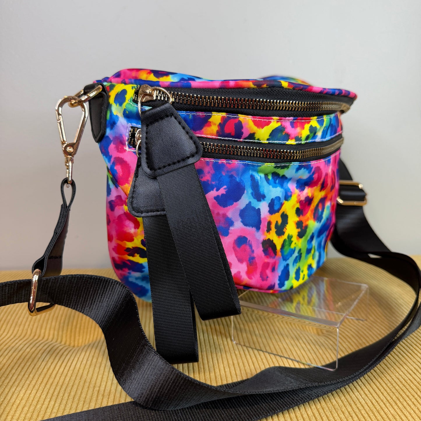 The Roni Nylon Crossbody - Bright Rainbow Animal Print