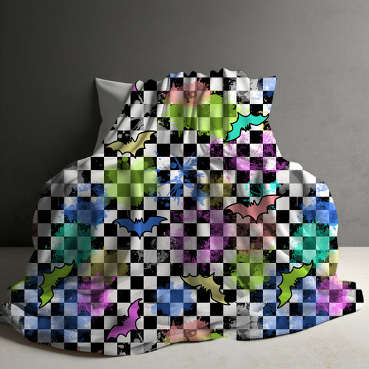 Halloween Blanket #24 - Rainbow Bat Checker