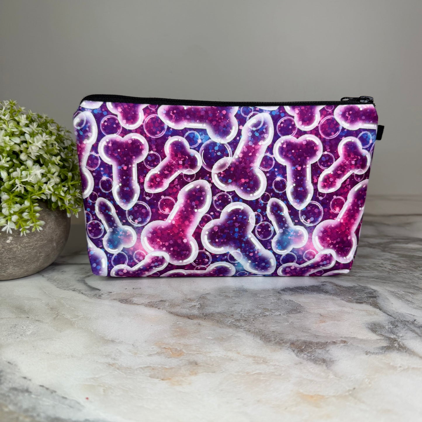 Pouch - Humor Adult, Purple Glitter Penis