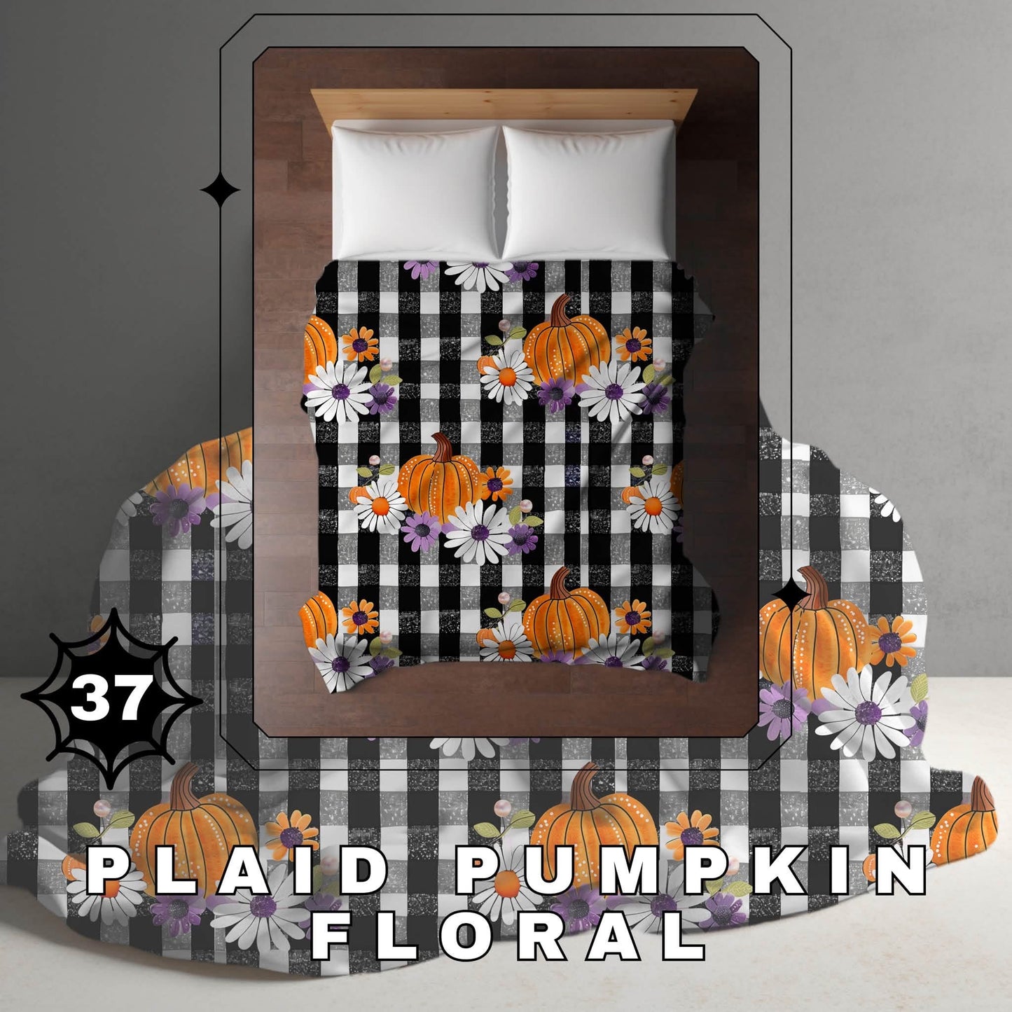 Halloween Blanket #37 - Plaid Pumpkin Floral