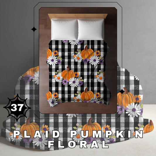 Halloween Blanket #37 - Plaid Pumpkin Floral
