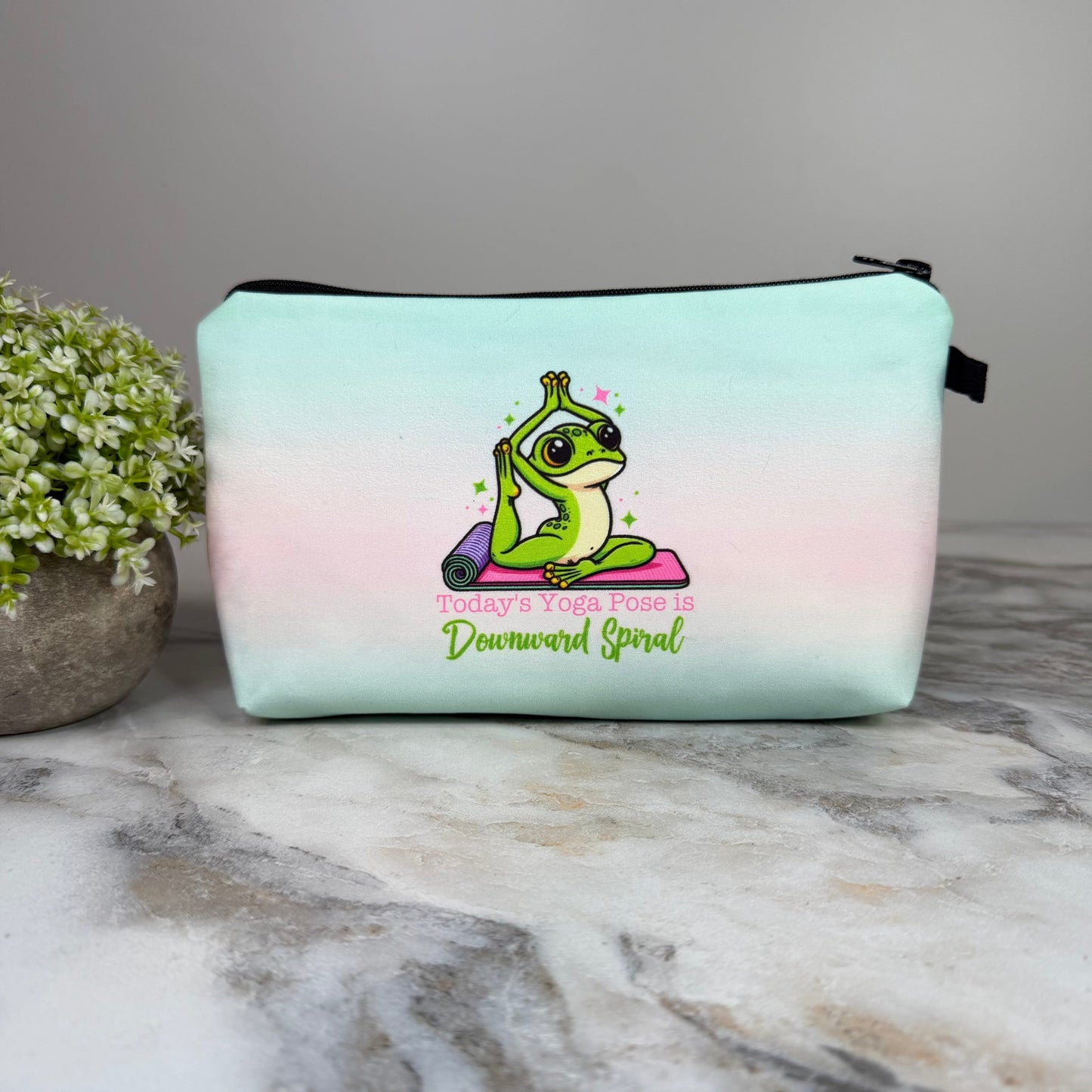 Pouch - Humor, Yoga Downward Spiral Frog