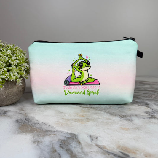 Pouch - Humor, Yoga Downward Spiral Frog