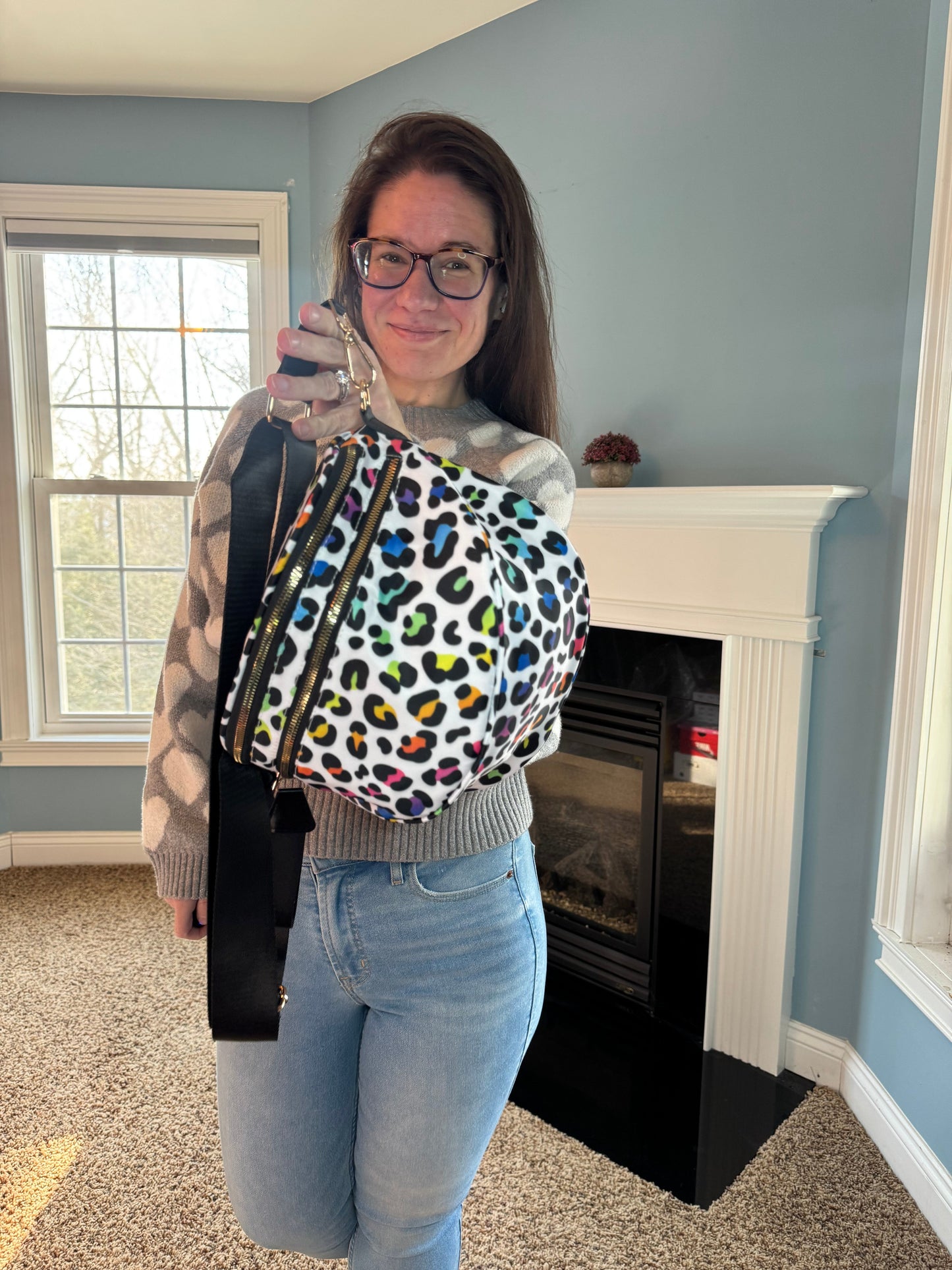 The Roni Nylon Crossbody - Rainbow Animal Print