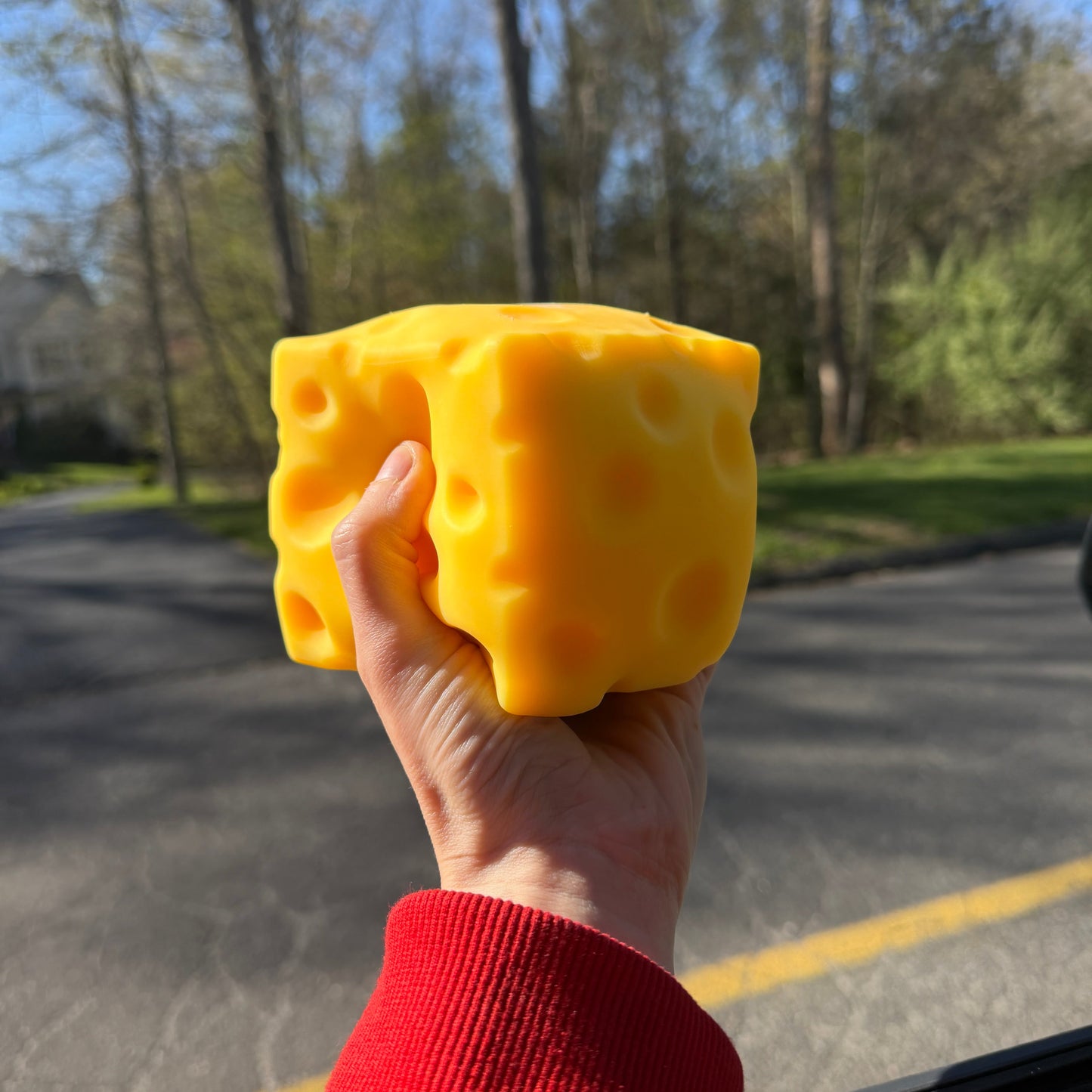 Stress Squishy Toy - Cheese Cube, Jumbo - PREORDER