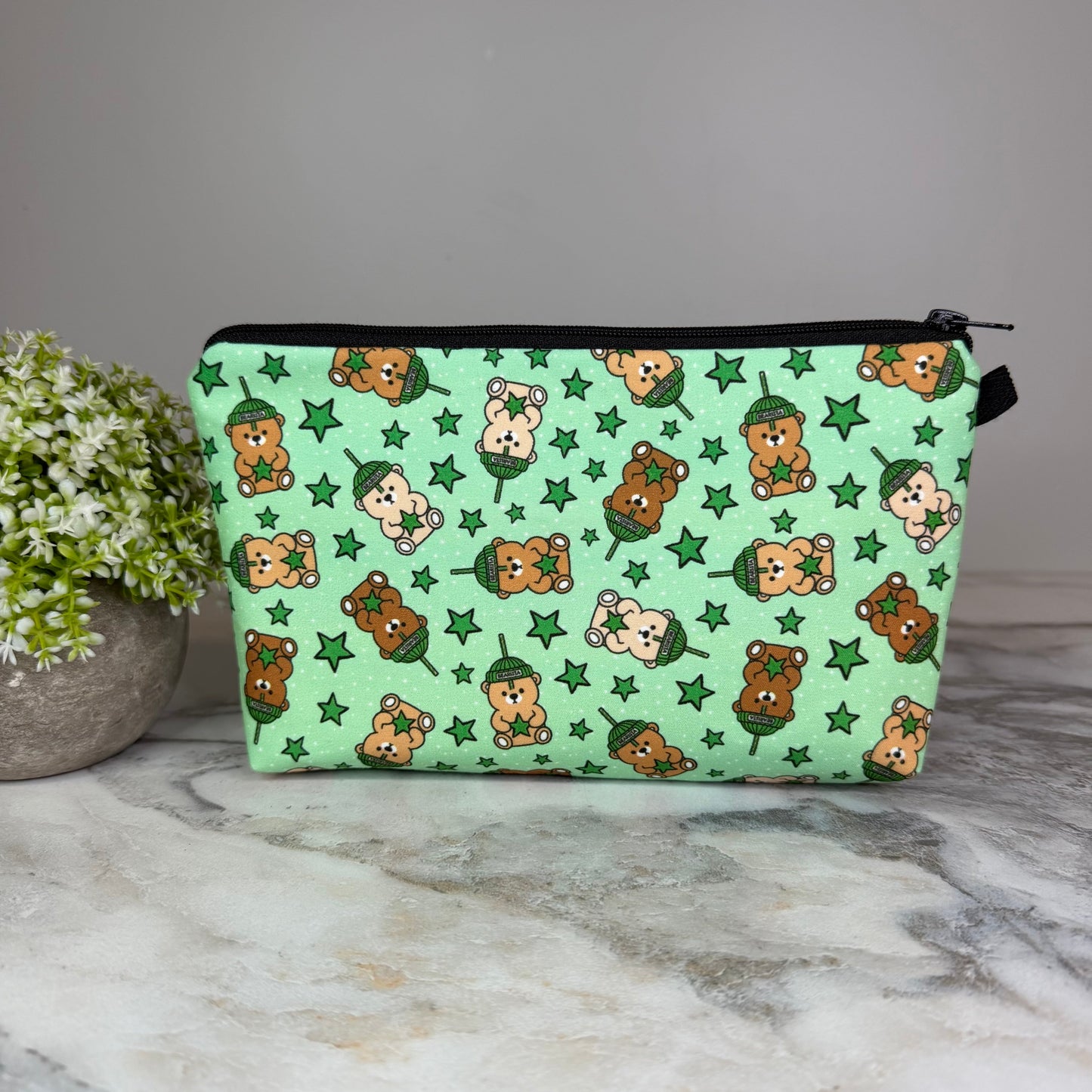 Pouch - Coffee, Green Star Bear