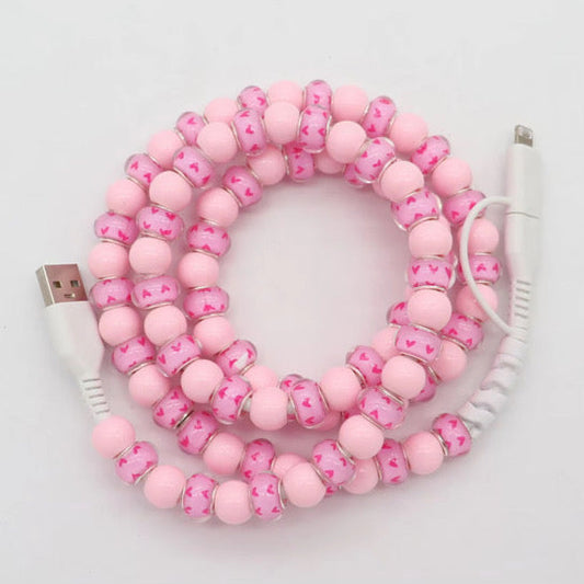 Charging Charger Cord - Beaded - Clear Design