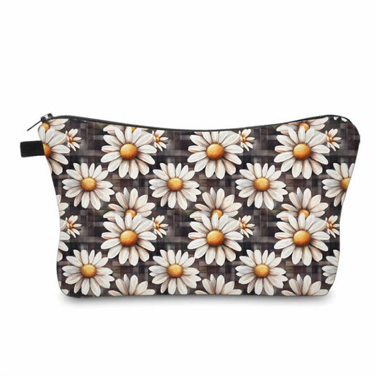 Pouch - Floral Brown Daisy Gingham