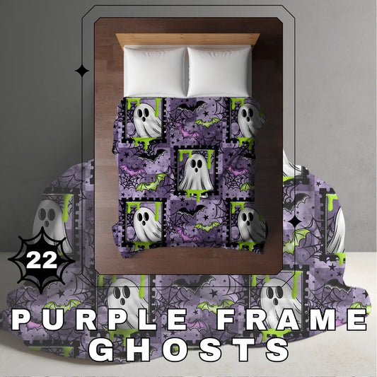 Halloween Blanket #22 - Purple Frame Ghosts