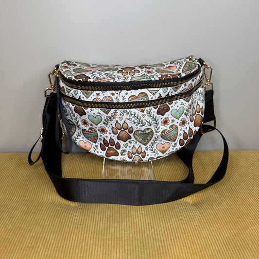The Roni Nylon Crossbody - Dog Paw Aztec Hearts