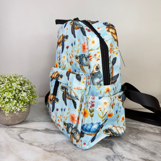 Mini Backpack - Floral Turtle