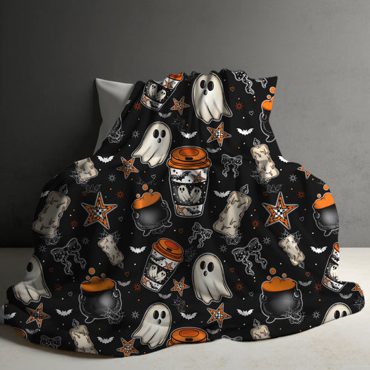 Halloween Blanket #23 - Orange Ghost Coffee
