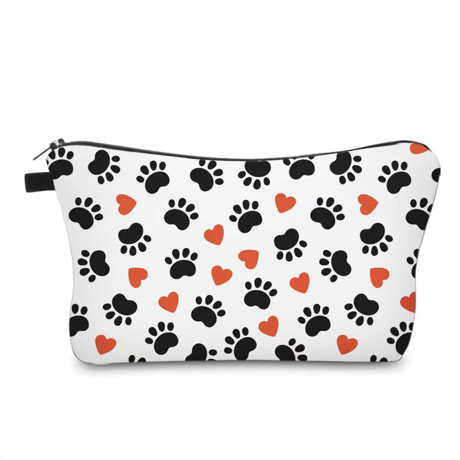 Pouch - Dog Cat Paw Black Heart