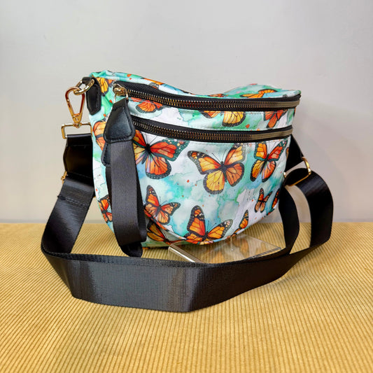 The Roni Nylon Crossbody - Butterfly Orange Teal