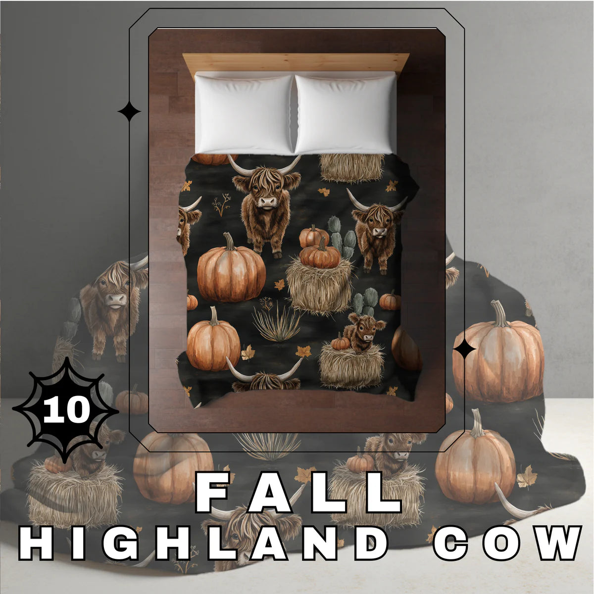 Halloween Blanket #10 - Fall Highland Cow