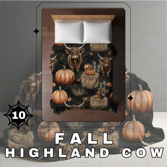 Halloween Blanket #10 - Fall Highland Cow