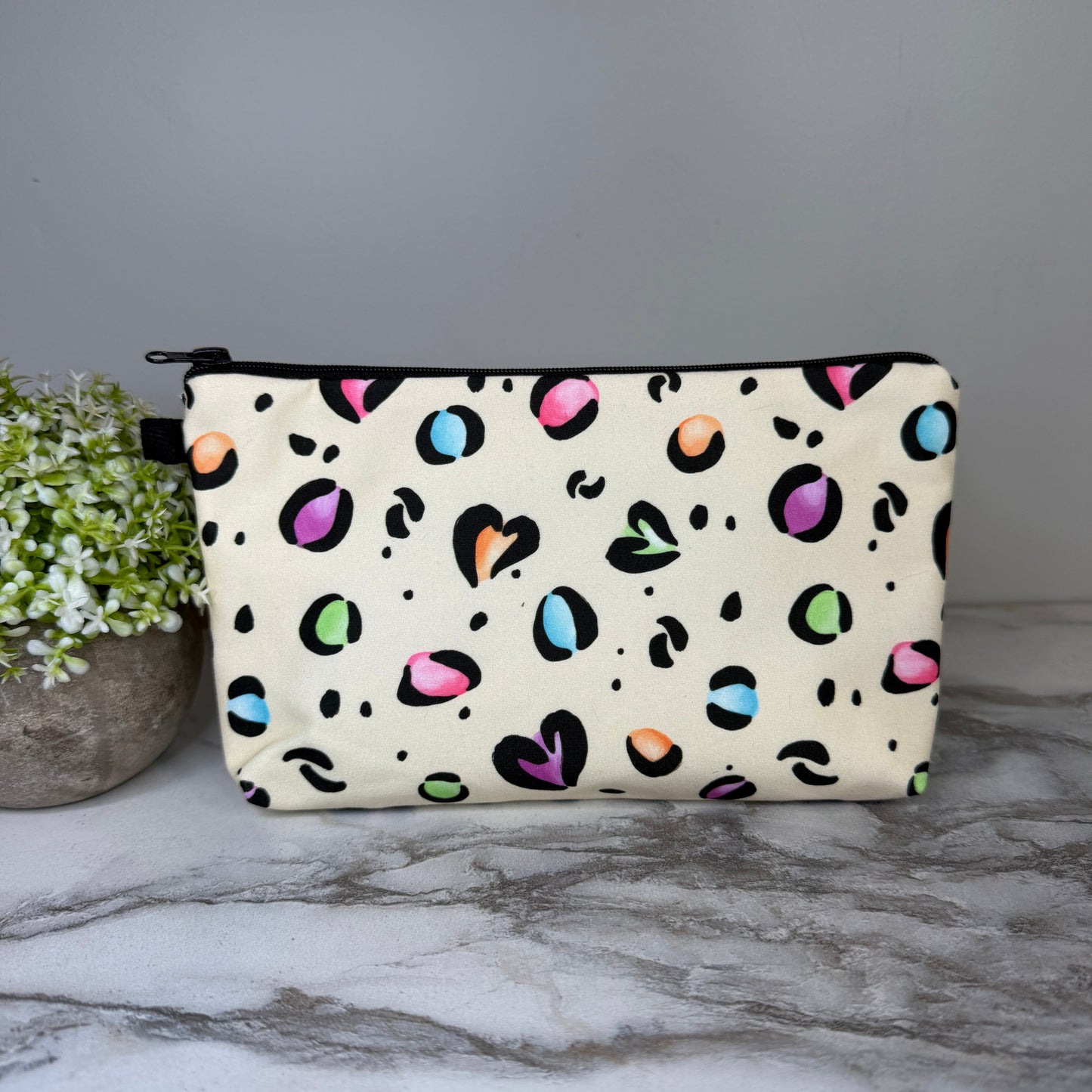 Pouch - Animal Print Multi Color Hearts