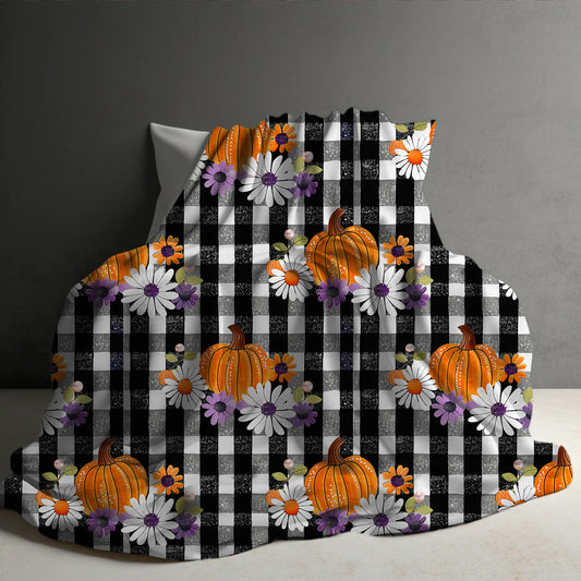 Halloween Blanket #37 - Plaid Pumpkin Floral