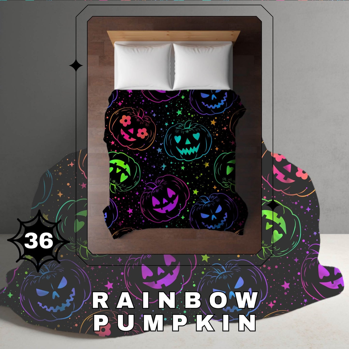 Halloween Blanket #36 - Rainbow Pumpkin