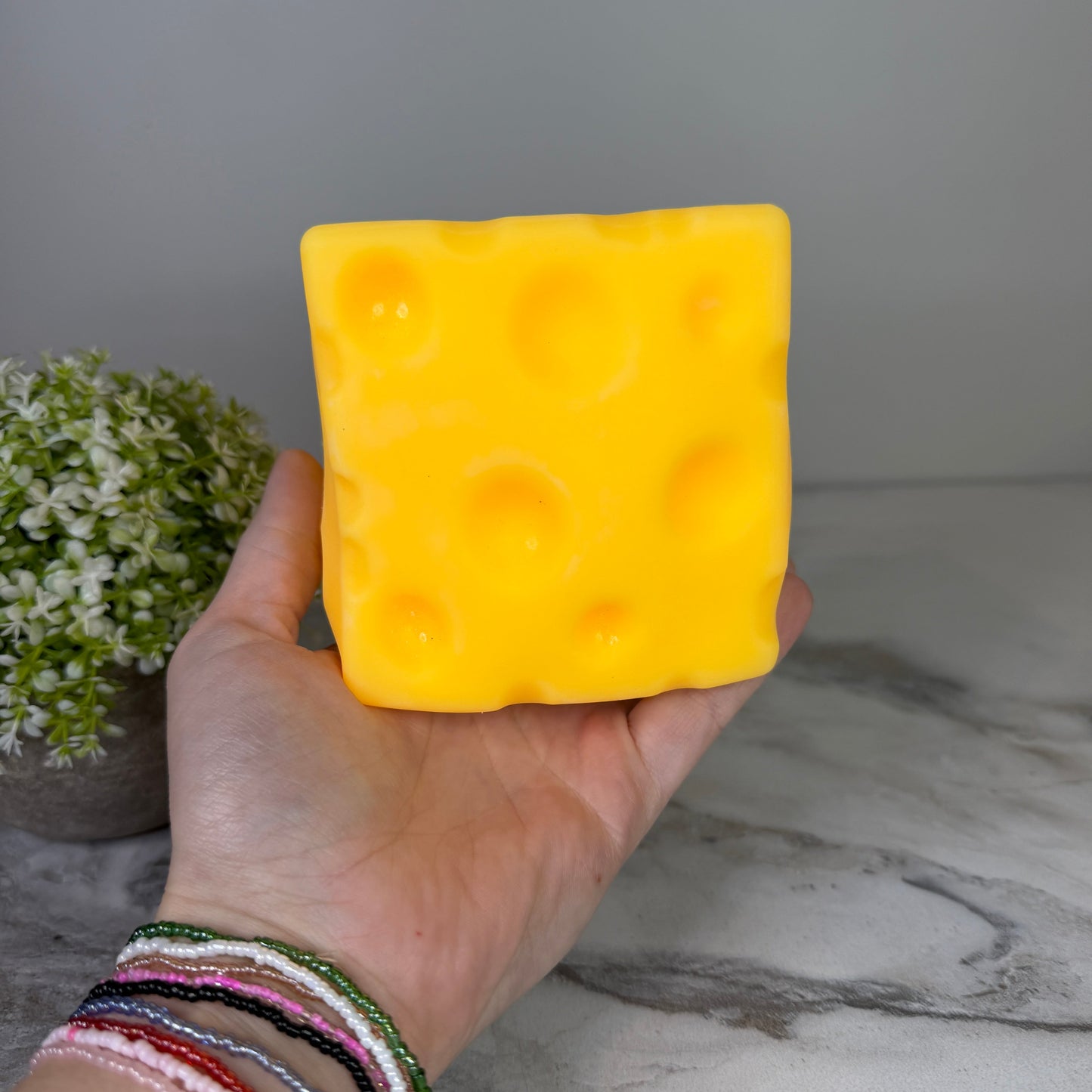 Stress Squishy Toy - Cheese Cube, Jumbo - PREORDER