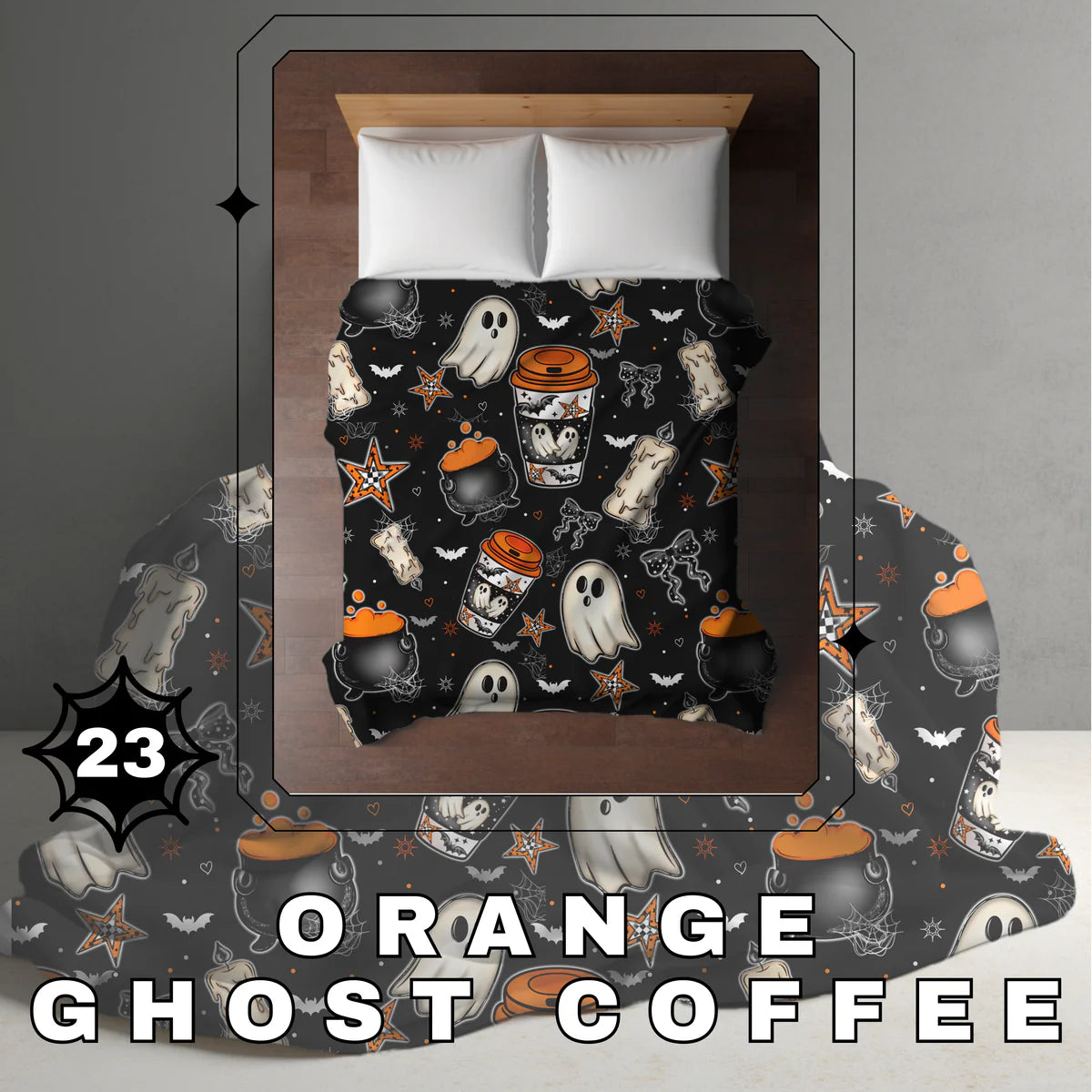 Halloween Blanket #23 - Orange Ghost Coffee