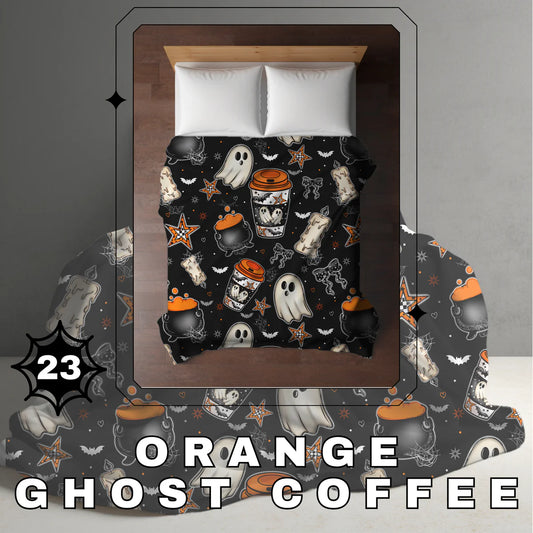 Halloween Blanket #23 - Orange Ghost Coffee