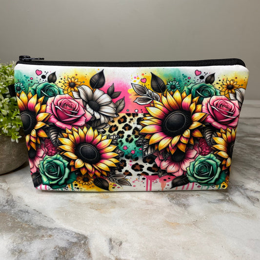 Pouch - Floral, Spray Paint Animal Print