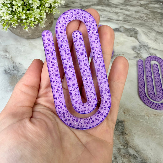 Jumbo Paperclip - Purple Glitter Drops