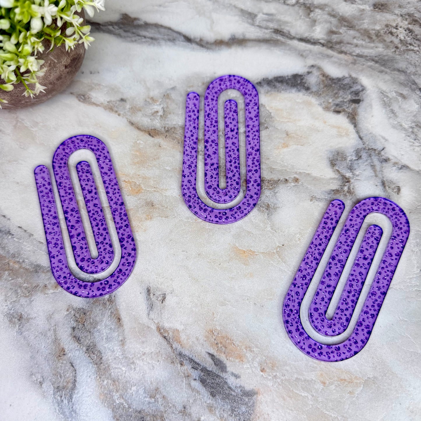 Jumbo Paperclip - Purple Glitter Drops