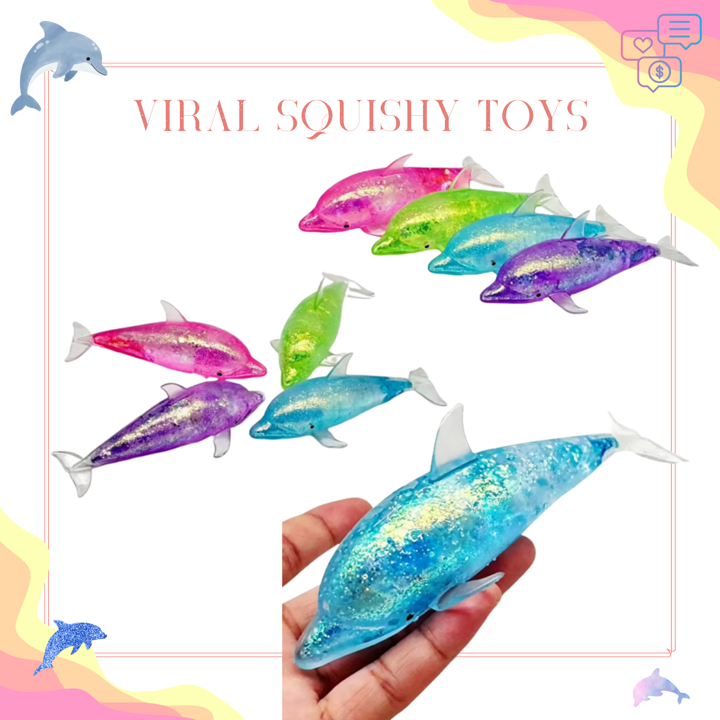 Squishy Toy - Glitter Dolphin - PREORDER