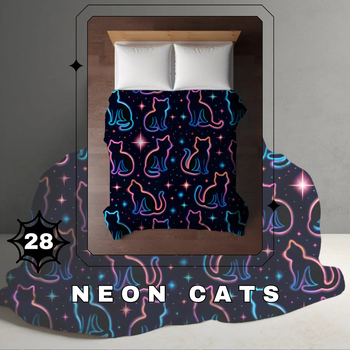 Halloween Blanket #28 - Neon Cats