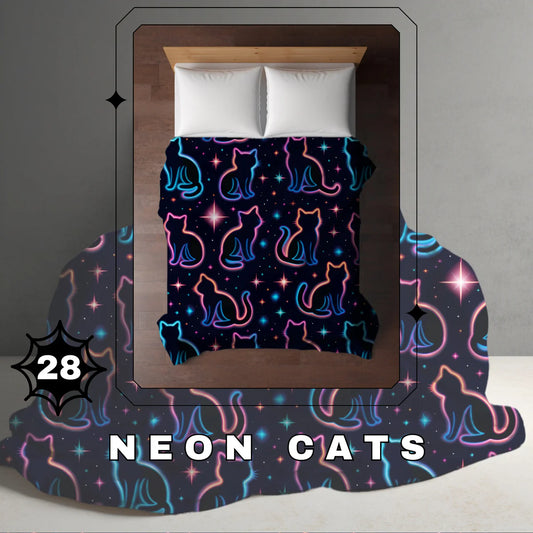 Halloween Blanket #28 - Neon Cats
