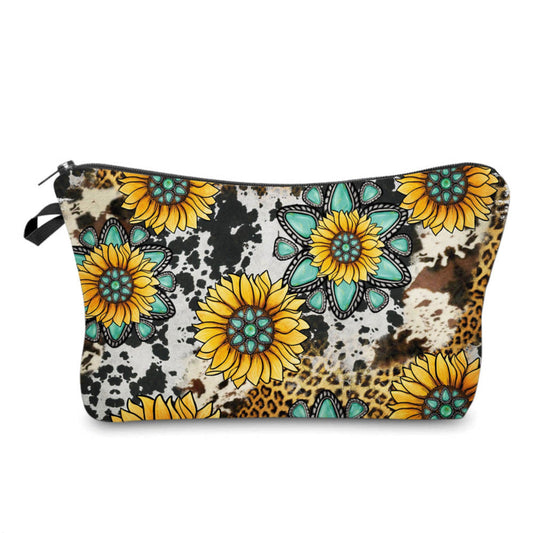 Pouch - Floral Sunflower, Turquoise