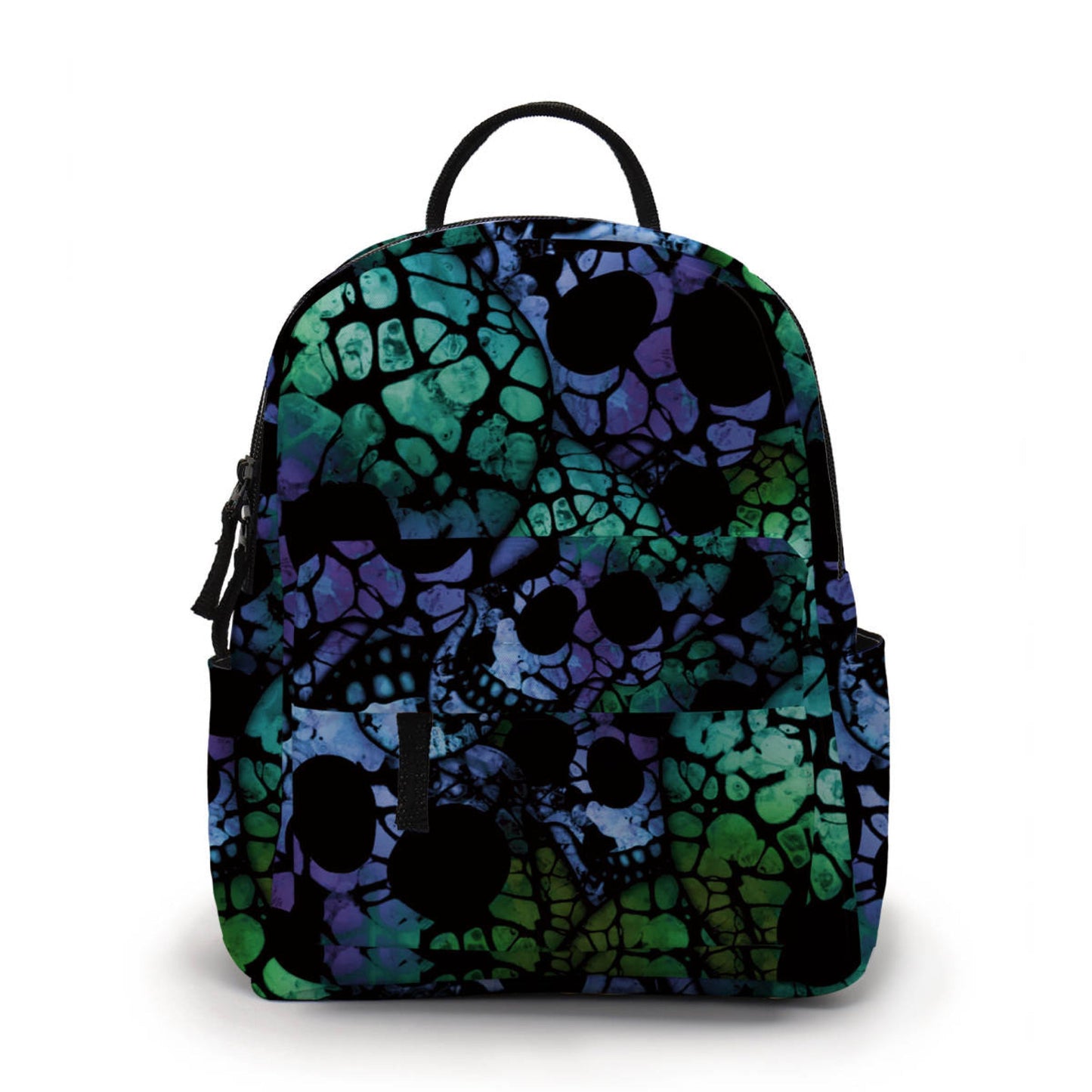 Mini Backpack - Halloween Fall, Blue Green Skull
