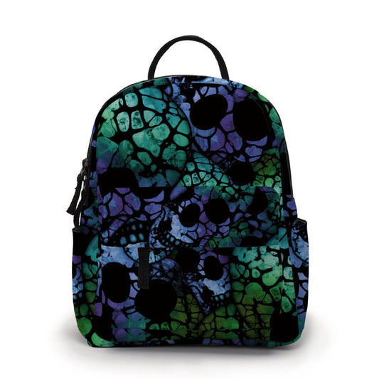 Mini Backpack - Halloween Fall, Blue Green Skull